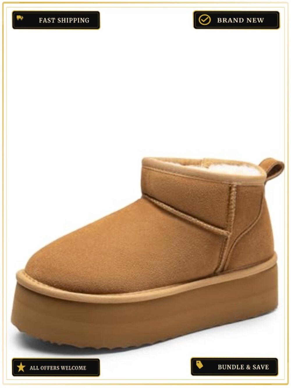 Women's Suede Platform Mini Boots Anti-Slip Winter